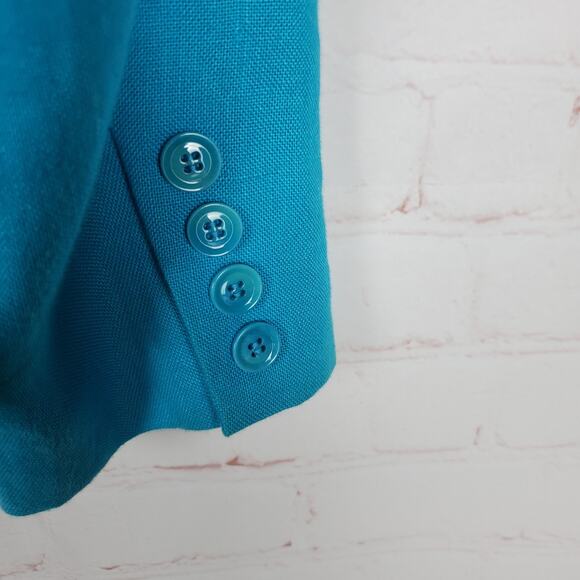 Talbots Irish Linen 3 Button Blazer Womens 10P Petite Blue Lined READ DESCRIPTIO - Picture 8 of 13
